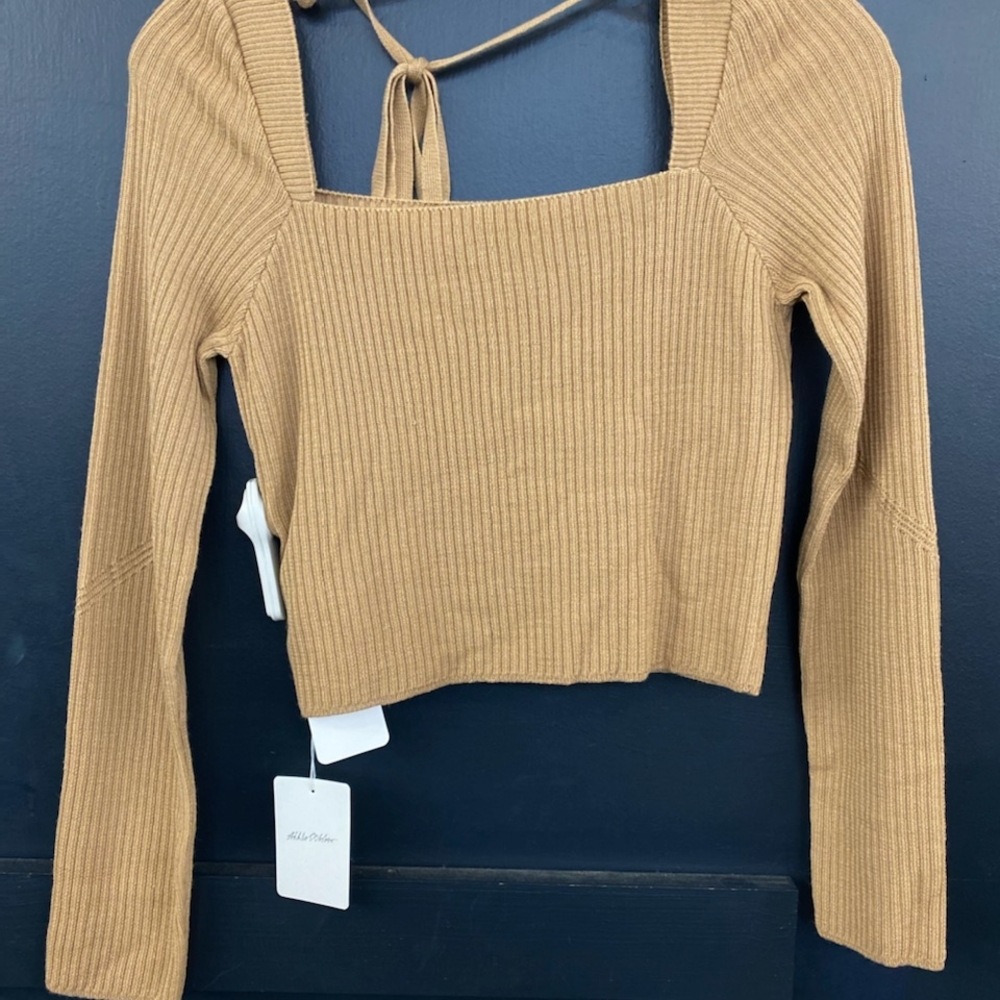 Nwt Anna October Tan Ribbed Square Neck Top